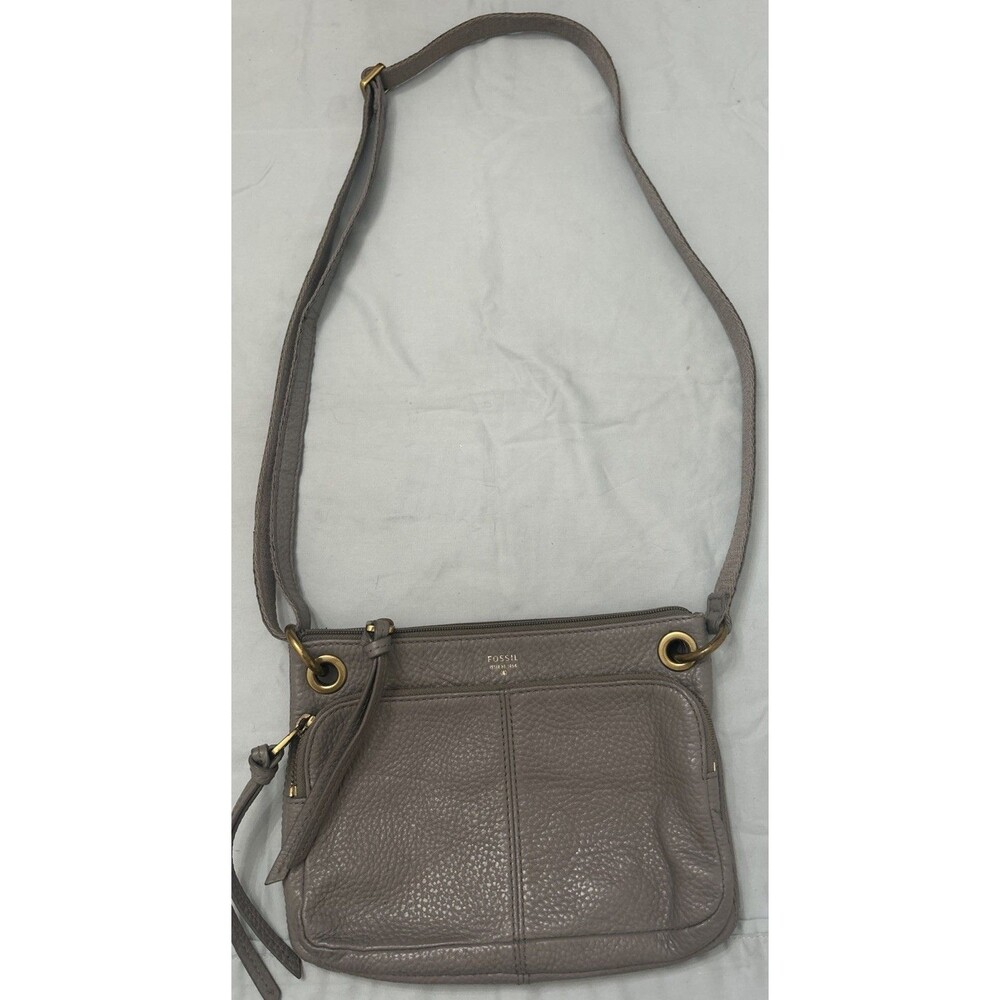 Fossil Karli Gray Pebbled Leather Crossbody Bag Contemporary City Casual